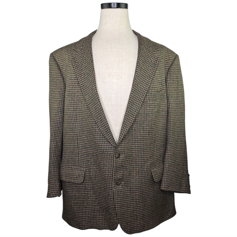 Burberrys Vintage Blazer Mens Brown Houndstooth 100% Wool Boyds USA